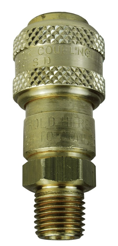 4DM3-B by Dixon Valve | Pneumatic Quick Disconnect Coupling | D-Series | 3/8" Male NPTF x 1/2" Automatic Industrial Interchange | Socket | Nitrile Seal | Brass