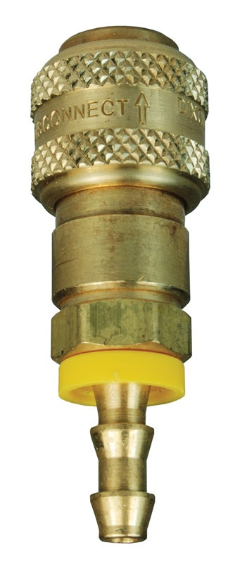 4DB4-B by Dixon Valve | Pneumatic Quick Disconnect Coupling | D-Series | Push-Loc Hose Barb | 1/2" Hose ID x 1/2" Automatic Industrial Interchange | Socket | Nitrile Seal | Brass