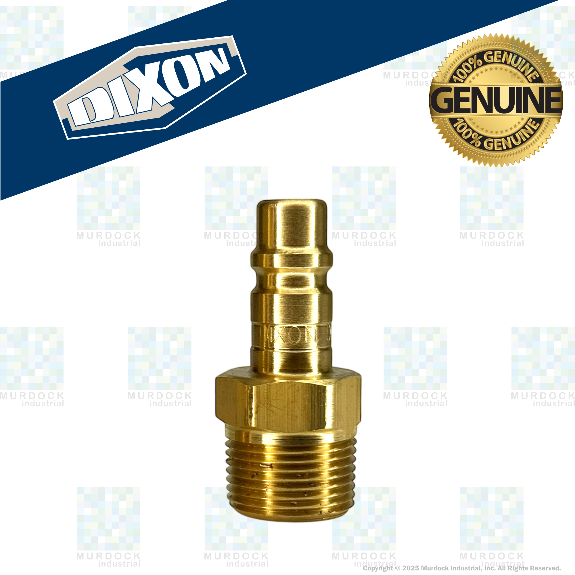 D2M1-B by Dixon Valve | Pneumatic Quick Disconnect Coupling | DF-Series | 1/8" Male NPTF x 1/4" Industrial Interchange | Plug | Brass