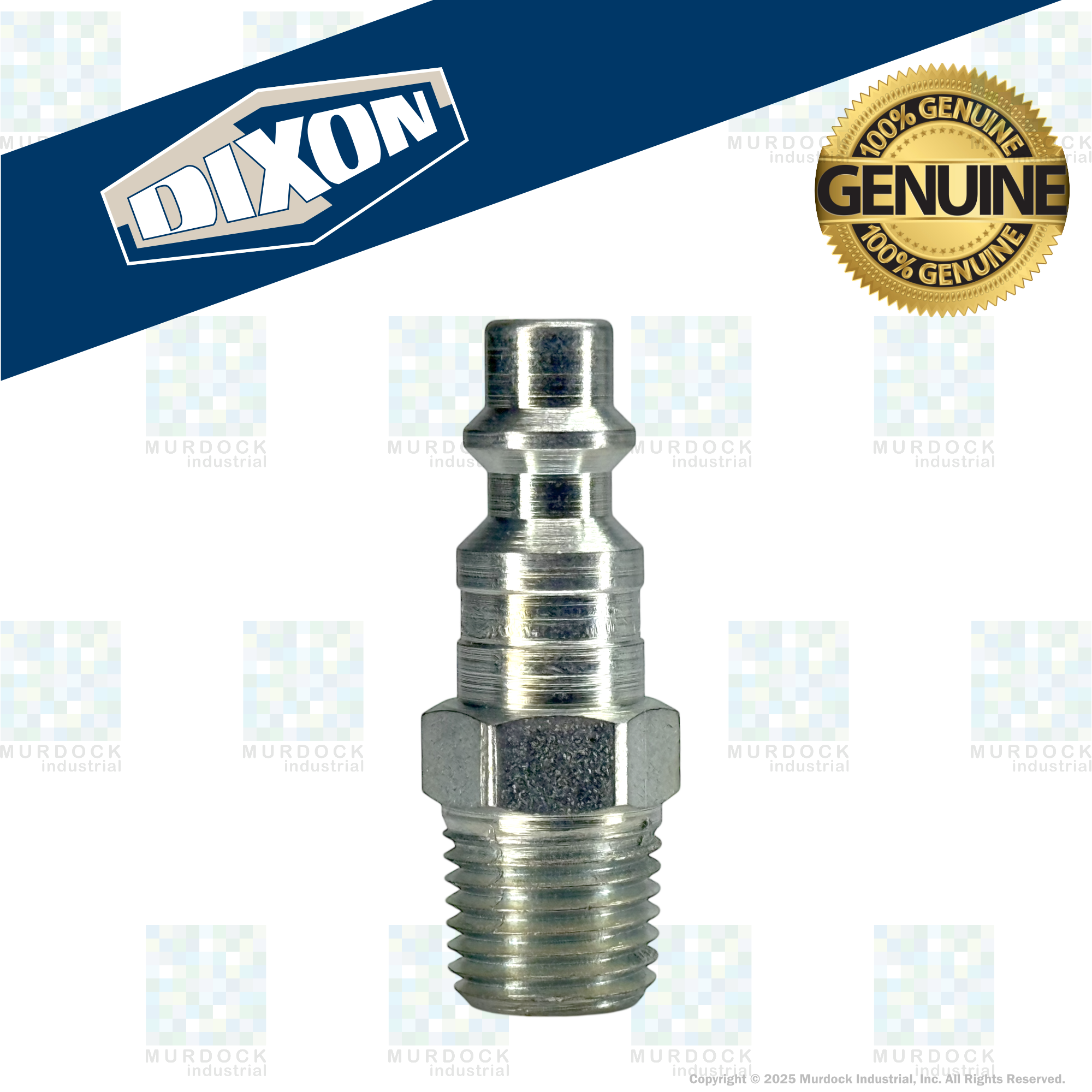 D2M2 by Dixon Valve | Pneumatic Quick Disconnect Coupling | DF-Series | 1/4" Male NPTF x 1/4" Industrial Interchange | Plug | Steel