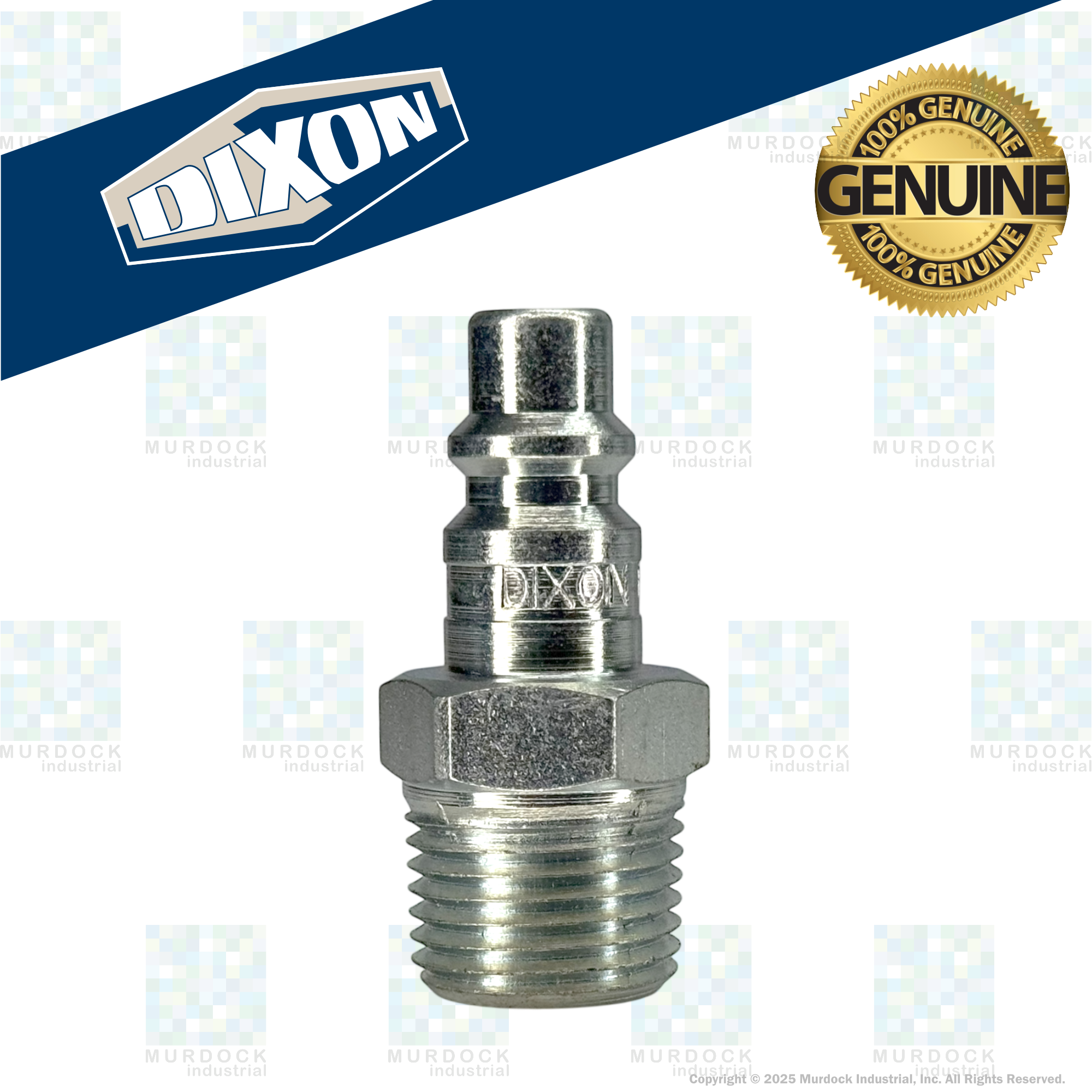 D4M3 by Dixon Valve | Pneumatic Quick Disconnect Coupling | DF-Series | 3/8" Male NPTF x 1/2" Industrial Interchange | Plug | Steel