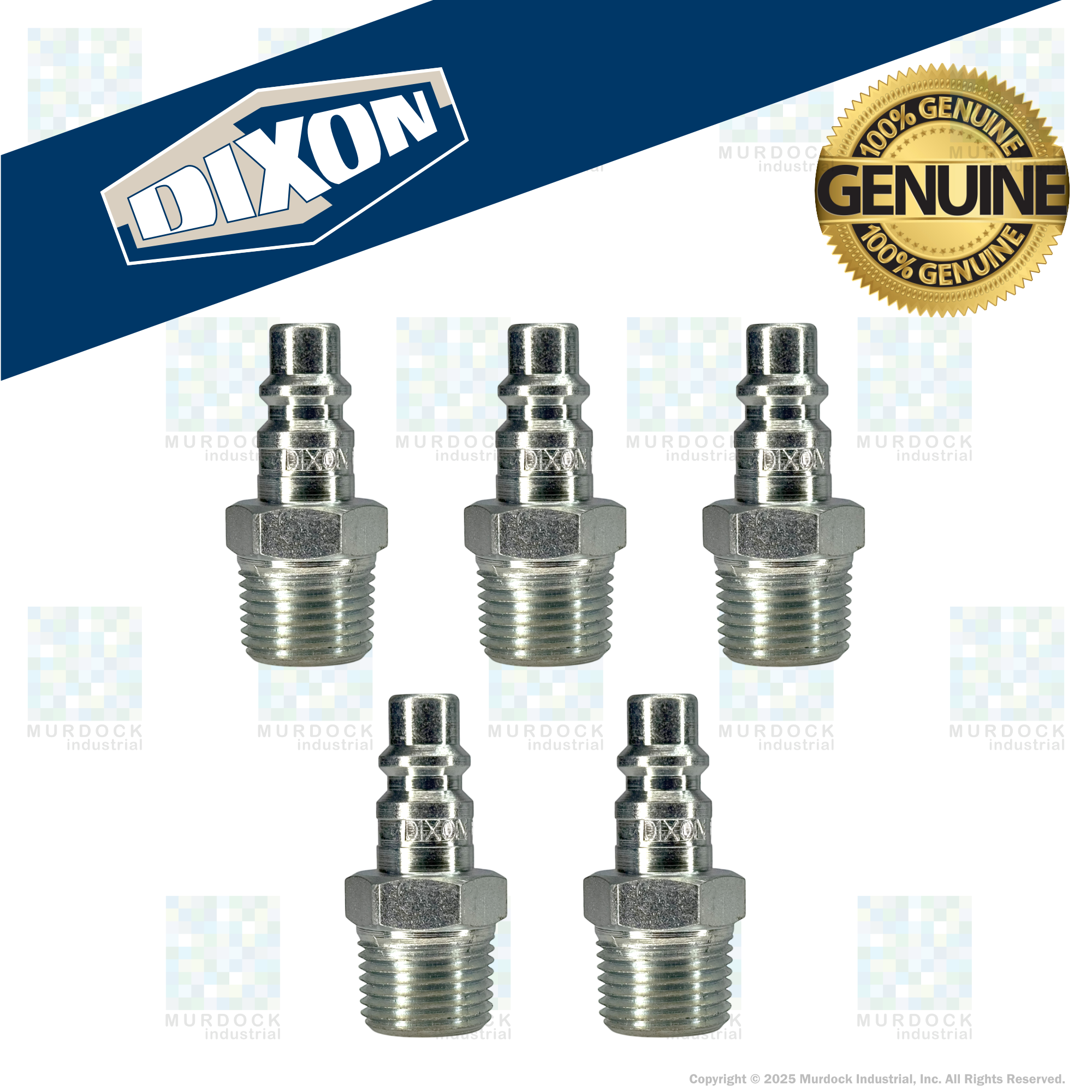 D6M4 by Dixon Valve | Pneumatic Quick Disconnect Coupling | DF-Series | 1/2" Male NPTF x 3/4" Industrial Interchange | Plug | Steel
