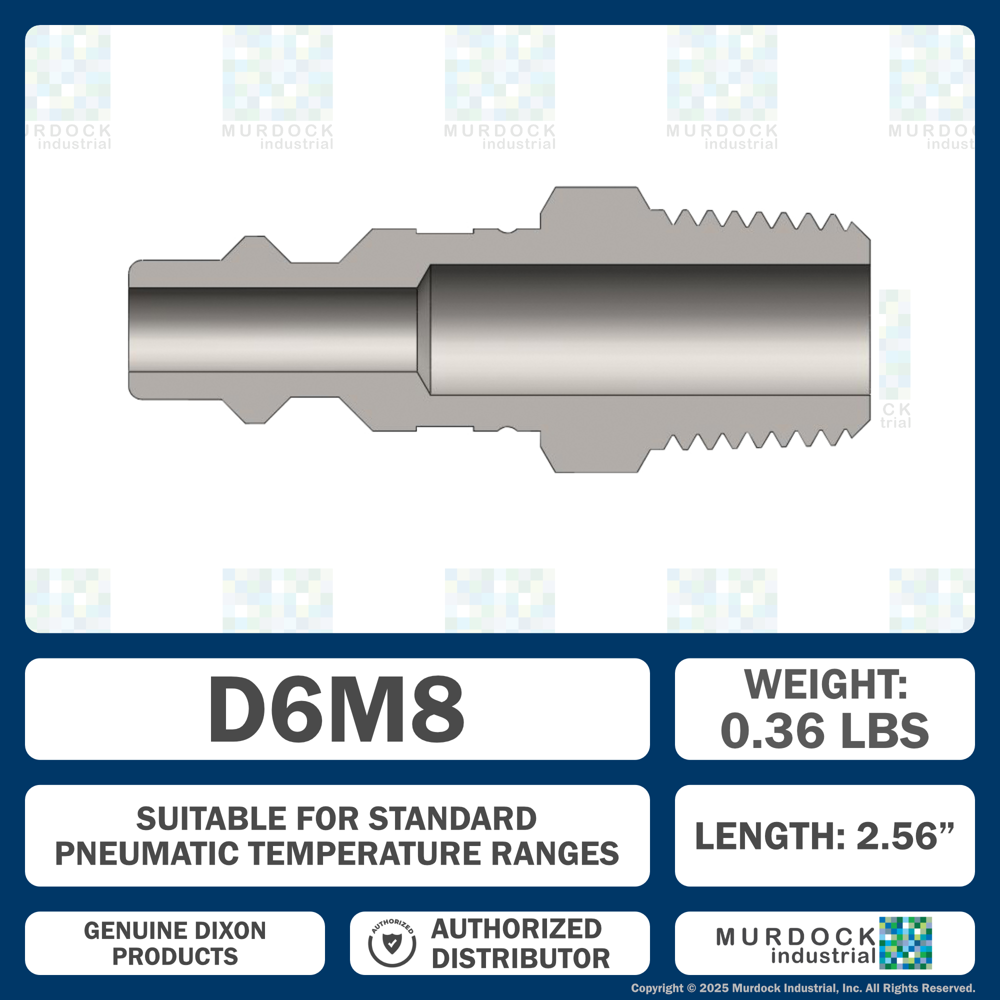 D6M8 by Dixon Valve | Pneumatic Quick Disconnect Coupling | DF-Series | 1" Male NPTF x 3/4" Industrial Interchange | Plug | Steel