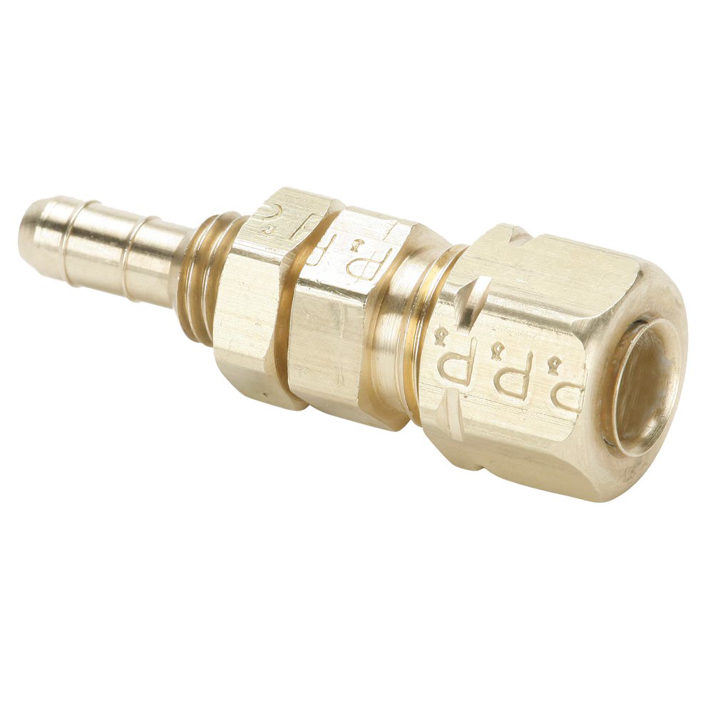 22CABH-4-4 by Parker | Dubl-Barb® Fittings | 1/4" Tube OD x .170 Tube ID | 7/16" Hex | 1.53" Length | Straight | Brass | Pack of 25