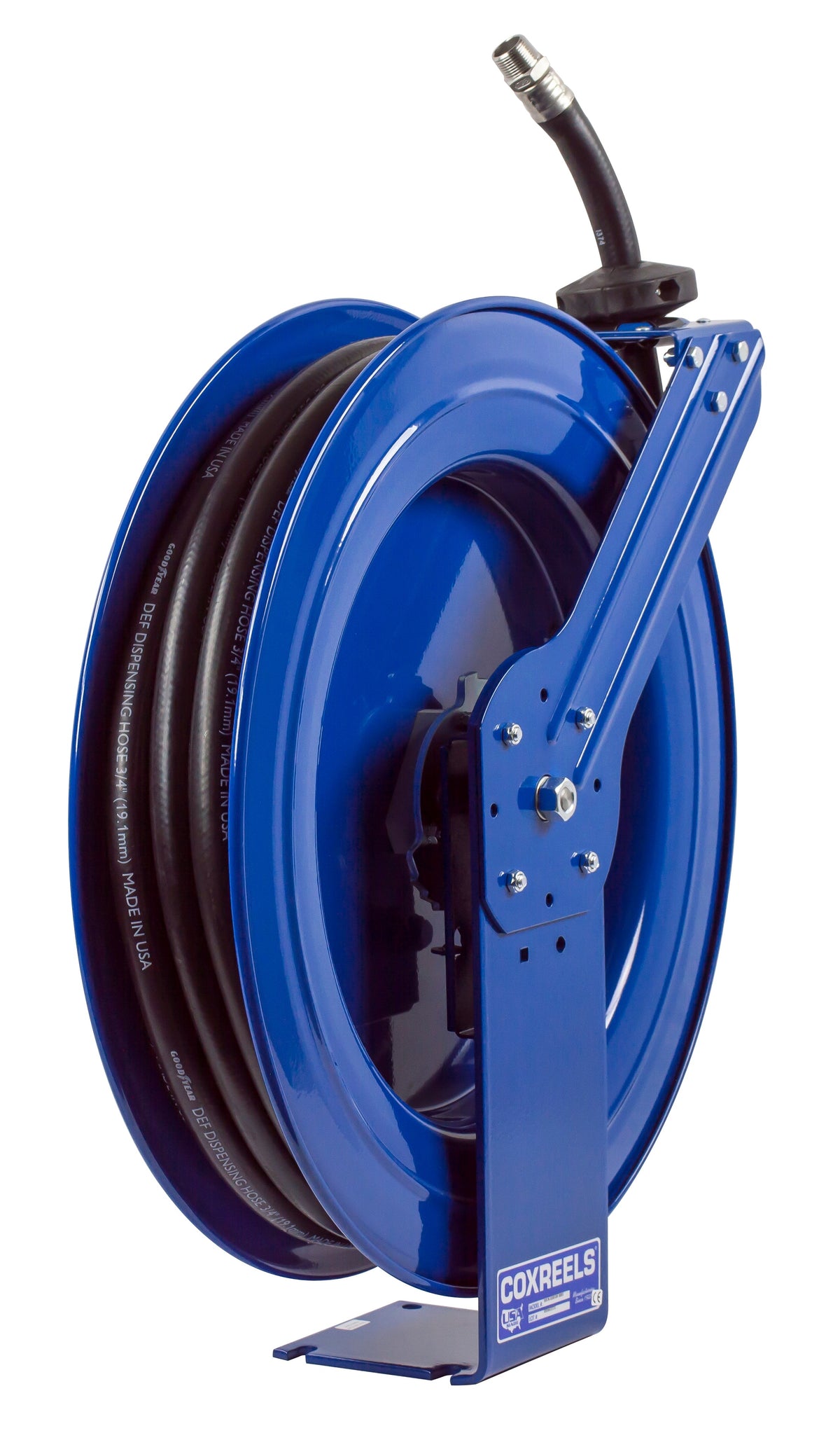 SH-N-550-DF-BBX by Coxreels | SH-DEF Series | 300 PSI Spring Driven Hose Reel for DEF | 3/4" Hose ID, 3/4" FNPT Inlet x 3/4" MNPT Hose End | Steel | 50ft EPDM Hose Included