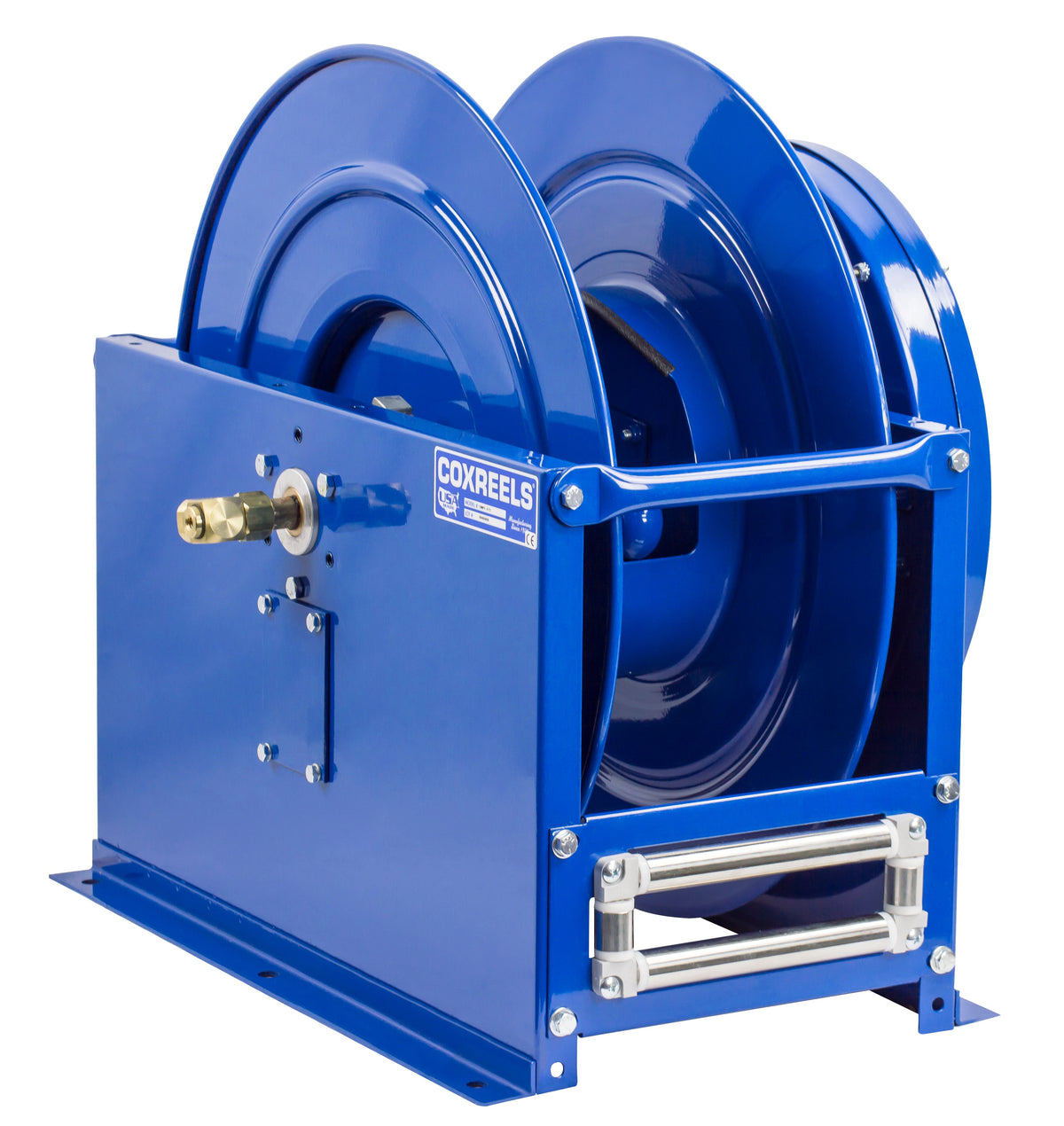 DMPL-475 by Coxreels | DP Series | 3,000 PSI Dual Hose Spring Driven Hose Reel | 1/2" Hose ID, 1/2" FNPT Inlet | Steel | 75ft Capacity, Hose Not Included
