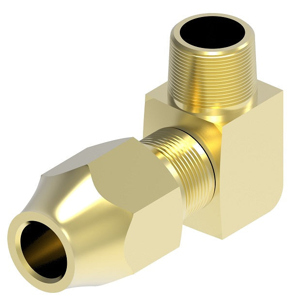 1691X4X4 by Danfoss | SelfAlign Adapter | Male 90° Elbow | Long Nut | 1/4" Tube OD x 1/4" Male NPTF | Brass