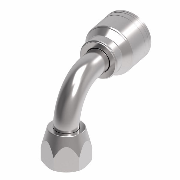 1AA12FJB8 Aeroquip by Danfoss | 1 & 2 Wire TTC Female JIC 37° Swivel 90° Elbow (FJB) Crimp Fitting | -12 Female JIC 37° Swivel x -08 Hose Barb | Steel