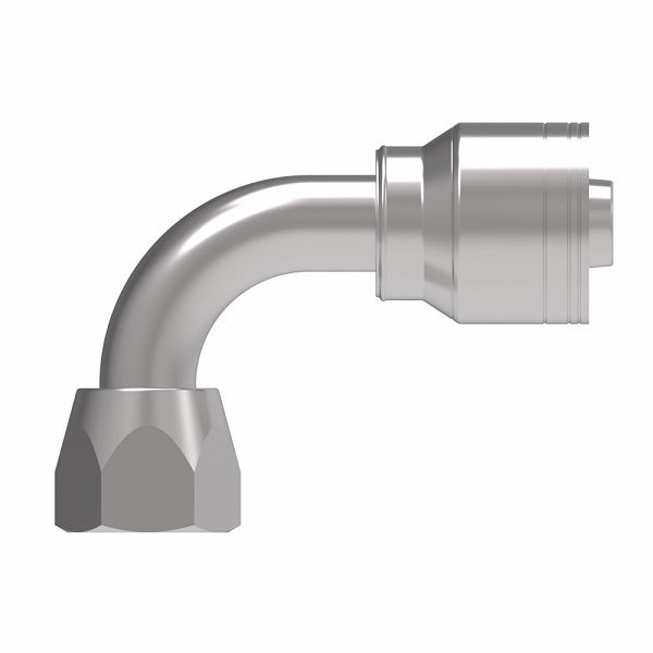 1AA12FJB8 Aeroquip by Danfoss | 1 & 2 Wire TTC Female JIC 37° Swivel 90° Elbow (FJB) Crimp Fitting | -12 Female JIC 37° Swivel x -08 Hose Barb | Steel
