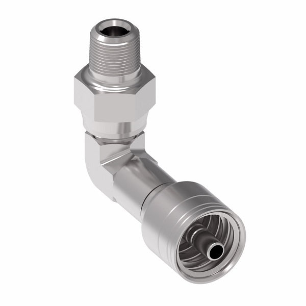 1AA6PSB6 Aeroquip by Danfoss | Male Pipe Swivel 90° Elbow (PSB) TTC Crimp Fitting | -06 Male NPTF Swivel x -06 Hose Barb | Steel