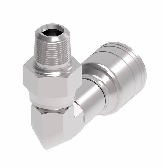 1AA6PSB6 Aeroquip by Danfoss | Male Pipe Swivel 90° Elbow (PSB) TTC Crimp Fitting | -06 Male NPTF Swivel x -06 Hose Barb | Steel