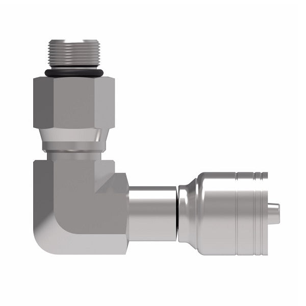 1AA12SBB8 Aeroquip by Danfoss | Male ORB Straight Thread Swivel (With Sleeve) (SBB) 90° Elbow TCC Crimp Fitting | -12 Male O-Ring Boss x -08 Hose Barb | Steel