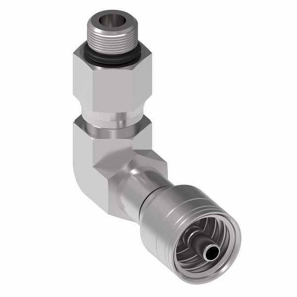 1AA8SBB8 Aeroquip by Danfoss | Male ORB Straight Thread Swivel (With Sleeve) (SBB) 90° Elbow TCC Crimp Fitting | -08 Male O-Ring Boss x -08 Hose Barb | Steel