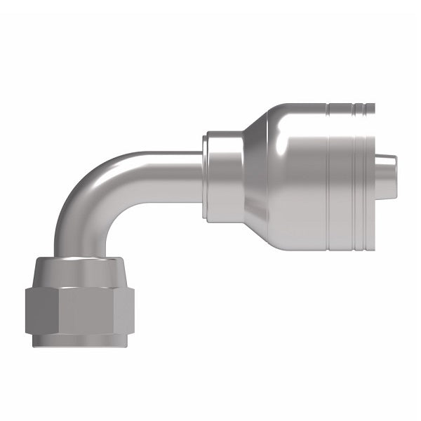 1A6FJB6 Aeroquip by Danfoss | Female JIC 37° Swivel 90° Elbow (FJB) Crimp Fitting | -06 Female JIC 37° Swivel x -06 Hose Barb | Steel