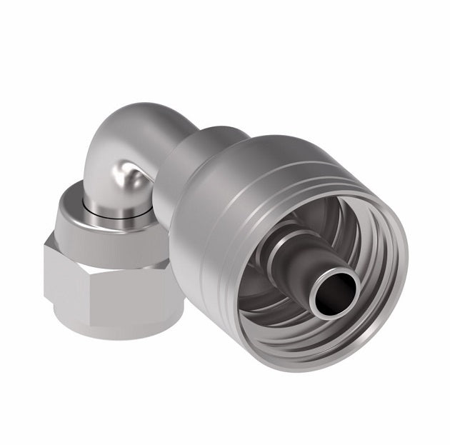 1A10FJB10 Aeroquip by Danfoss | Female JIC 37° Swivel 90° Elbow (FJB) Crimp Fitting | -10 Female JIC 37° Swivel x -10 Hose Barb | Steel