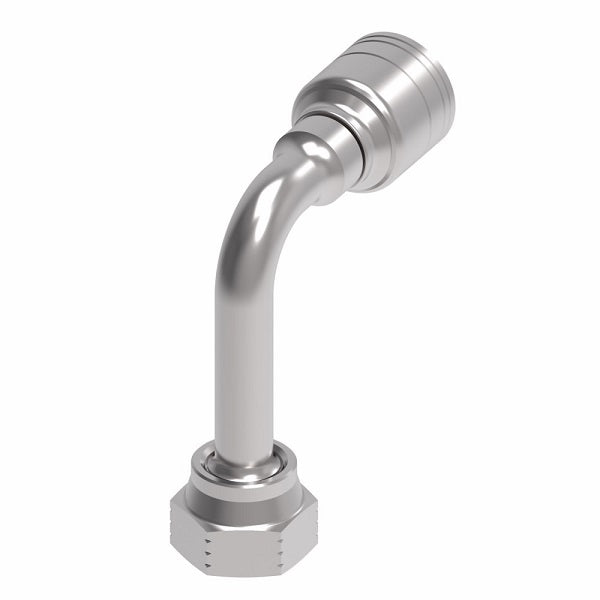 1A10FRC10 Aeroquip by Danfoss | Female ORS Swivel Long Drop 90° Elbow (FRC) Crimp Fitting | -10 Female O-Ring Face Seal Swivel x -10 Hose Barb | Steel