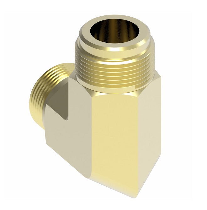 2003-4-4B Aeroquip by Danfoss | External Pipe/45° Flare 90° Elbow Adapter | -04 Male NPTF x -04 Male SAE 45° Flare | Brass