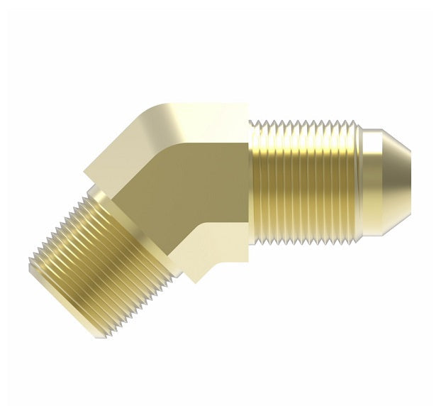2007-8-6B Aeroquip by Danfoss | External Pipe/45° Flare 45° Elbow Adapter | -08 Male NPTF x -06 Male SAE 45° Flare | Brass