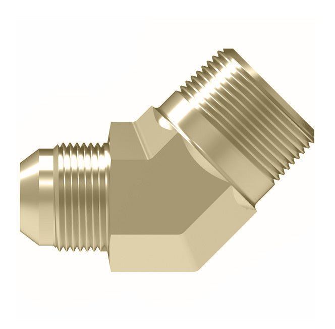 2023-6-6B Aeroquip by Danfoss | External Pipe/37° JIC Flare 45° Elbow Adapter | -06 Male NPTF x -06 Male JIC | Brass