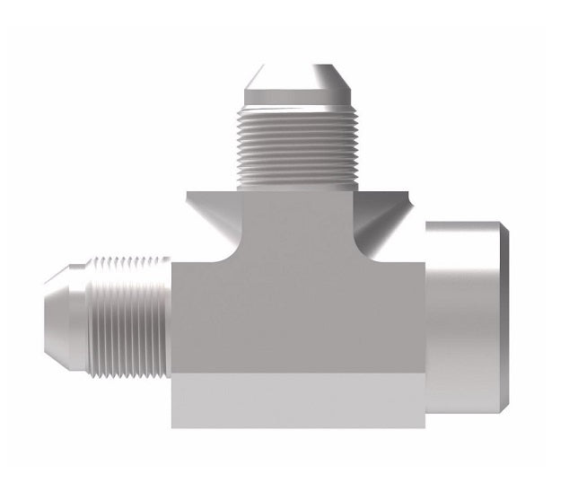 2029-4-6S Aeroquip by Danfoss | Internal Pipe Run/37° JIC Flare Tee Adapter | -04 Female NPTF x -06 Male 37° JIC Flare x -06 Male 37° JIC Flare | Steel