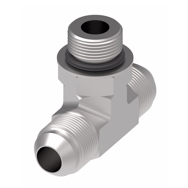 203003-10-12-12S Aeroquip by Danfoss | SAE ORB (adj.) Branch/37° JIC Flare Tee Adapter | -10 Male SAE O-Ring Boss x -12 Male 37° JIC Flare x -12 Male 37° JIC Flare | Steel