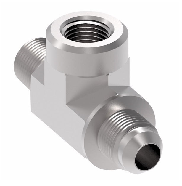 203103-6-6S Aeroquip by Danfoss | External Pipe/37° JIC Flare/Internal Pipe Branch Tee Adapter | -06 Male NPTF x -06 Male 37° JIC Flare x -06 Female NPTF | Steel