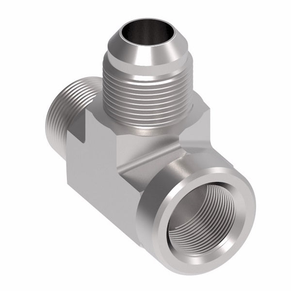 203301-4-6S Aeroquip by Danfoss | External Pipe/Internal Pipe/37° JIC Flare Branch Tee Adapter | -04 Male NPTF x -04 Female NPTF x -06 Male 37° JIC Flare | Steel