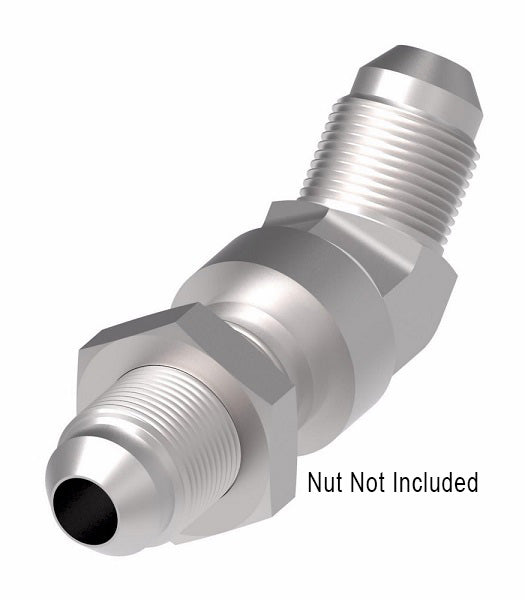 2042-1-6-6S Aeroquip by Danfoss | 37° Flare Bulkhead/37° Flare 45° Elbow Adapter (without Nut) | -06 Male 37° JIC Flare Bulkhead x -06 Male 37° JIC Flare | Steel