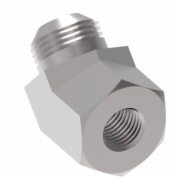2044-4-6S Aeroquip by Danfoss | Internal Pipe/37° JIC Flare 45° Elbow Adapter | -04 Female NPTF x -06 Male JIC | Steel