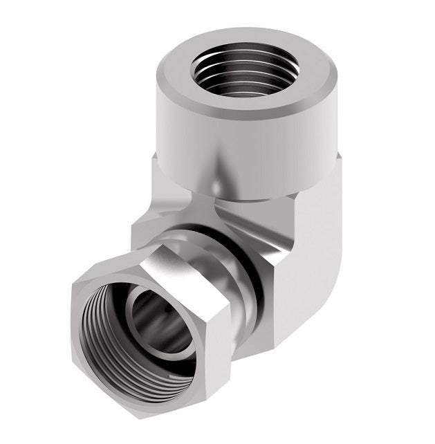2048-6-6S Aeroquip by Danfoss | Internal Pipe Swivel (NPSM)/Internal Pipe 90° Elbow Adapter | -06 Female NPSM x -06 Female NPTF | Steel