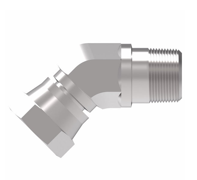 2049-6-6S Aeroquip by Danfoss | Internal Pipe Swivel (NPSM)/External Pipe 45° Elbow Adapter | -06 Female NPSM x -06 Male NPTF | Steel