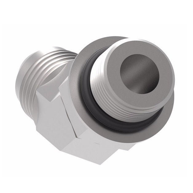 2061-4-4S Aeroquip by Danfoss | SAE ORB (adj.)/37° JIC Flare 45° Elbow Adapter | -04 Male SAE O-Ring Boss x -04 Male 37° JIC Flare | Steel