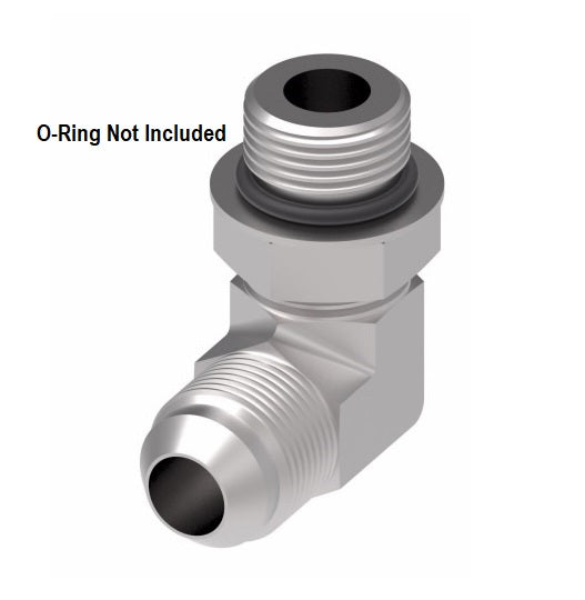 2062-1-8-10S Aeroquip by Danfoss | SAE ORB (adj.)/37° JIC Flare 90° Elbow Adapter (without O-Ring) | -08 Male SAE O-Ring Boss x -10 Male 37° JIC Flare | Steel