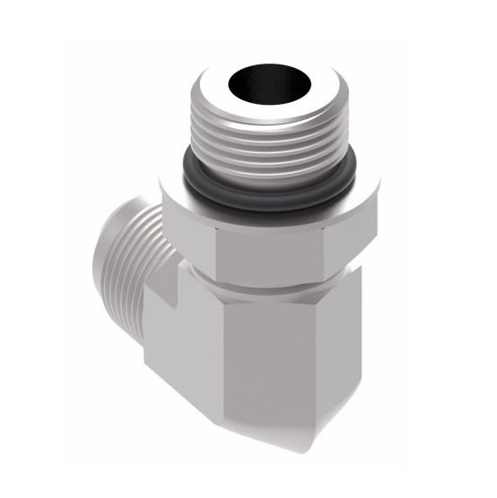 2062-8-12S Aeroquip by Danfoss | SAE ORB (adj.)/37° JIC Flare 90° Elbow Adapter | -08 Male SAE O-Ring Boss x -12 Male 37° JIC Flare | Steel