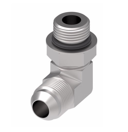 2062-16-10S Aeroquip by Danfoss | SAE ORB (adj.)/37° JIC Flare 90° Elbow Adapter | -16 Male SAE O-Ring Boss x -10 Male 37° JIC Flare | Steel