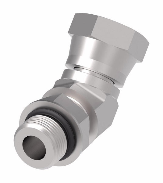 2067-12-12S Aeroquip by Danfoss | Internal Pipe NPSM Swivel/SAE ORB (Adj.) 45° Elbow Adapter | -12 Female NPSM x -12 Male SAE O-Ring Boss | Steel