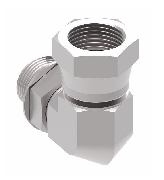 2068-20-16S Aeroquip by Danfoss | Internal Pipe NPSM Swivel/SAE ORB (Adj.) 90° Elbow Adapter | -20 Female NPSM x -16 Male SAE O-Ring Boss | Steel