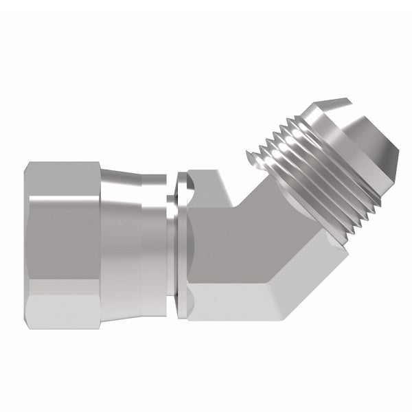2070-24-24S Aeroquip by Danfoss | 37° Flare Swivel/37° Flare 45° Elbow Adapter | -24 Female 37° JIC Flare Swivel x -24 Male 37° JIC Flare | Steel