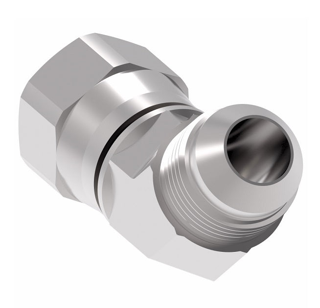 2070-16-16S Aeroquip by Danfoss | 37° Flare Swivel/37° Flare 45° Elbow Adapter | -16 Female 37° JIC Flare Swivel x -16 Male 37° JIC Flare | Steel