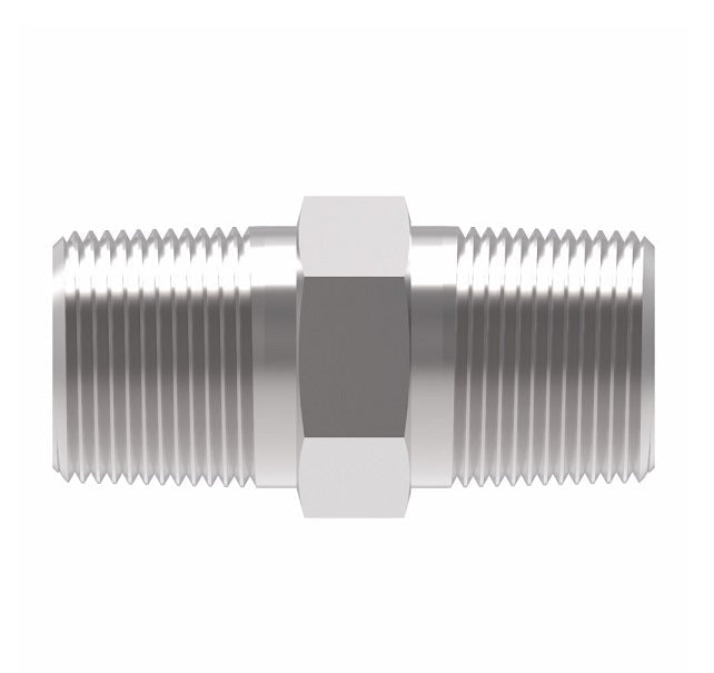 2083-1-1S Aeroquip by Danfoss | Nipple External Pipe/External Pipe Adapter | -01 Male NPTF x -01 Male NPTF | Steel