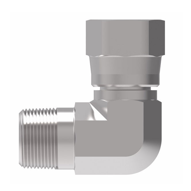 2250-6-8S Aeroquip by Danfoss | External Pipe/37° JIC Flare Swivel 90° Elbow Adapter | -06 Male NPTF x -08 Female 37° JIC Flare | Steel