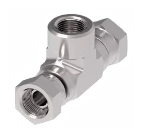 2253-6-6S Aeroquip by Danfoss | Internal Pipe Swivel (NPSM)/Internal Pipe Tee Adapter | -06 Female NPSM x -06 Female NPSM x -06 Female NPT | Steel