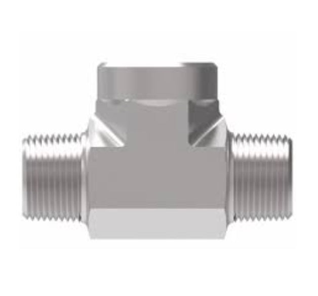 2256-8-8S Aeroquip by Danfoss | External Pipe/Internal Pipe Branch Tee Adapter | -08 Male NPTF x -08 Male NPTF x -08 Female NPTF | Steel