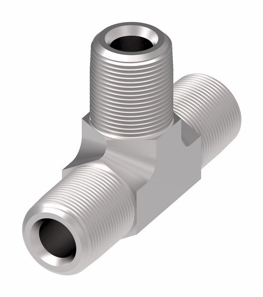 2257-4-4S Aeroquip by Danfoss | External Pipe Tee Adapter | -04 Male NPTF x -04 Male NPTF x -04 Male NPTF | Steel