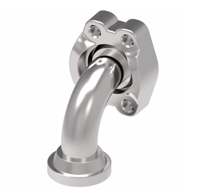 FF5321-2424S Aeroquip by Danfoss | SAE Swivel Flange to Code 61 Split Flange Long 90° Elbow Adapter | Standard Pressure Series | -24 Swivel Flange x -24 Code 61 Split Flange | Steel