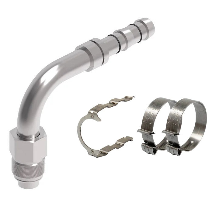 FF14204 Aeroquip by Danfoss | EZ Clip System Fitting Kit | Includes FJ3019-02-0608S Male O-Ring Short Pilot 90° Elbow Fitting with FF14172 Clip & Cage Kit