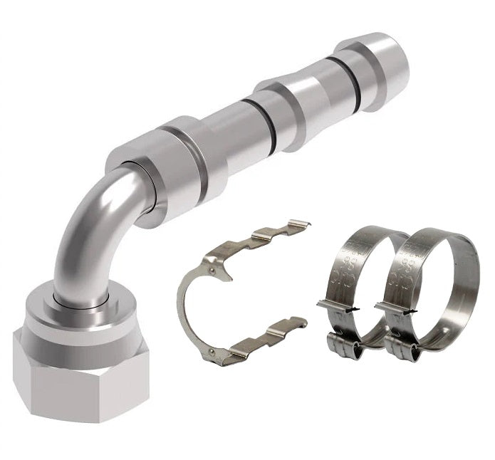 FF14249 Aeroquip by Danfoss | EZ Clip System Fitting Kit | Includes FJ5994-05-1012S Female ORS Swivel 90° Elbow Fitting with FF14174 Clip & Cage Kit