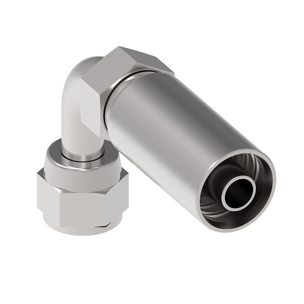 FC5937-0806S Aeroquip by Danfoss | Thermoplastic Hose Crimp Fitting | 90° Elbow | -08 Female 37° JIC Swivel x -06 Hose Barb | Carbon Steel