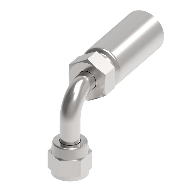 FC5937-0806S Aeroquip by Danfoss | Thermoplastic Hose Crimp Fitting | 90° Elbow | -08 Female 37° JIC Swivel x -06 Hose Barb | Carbon Steel