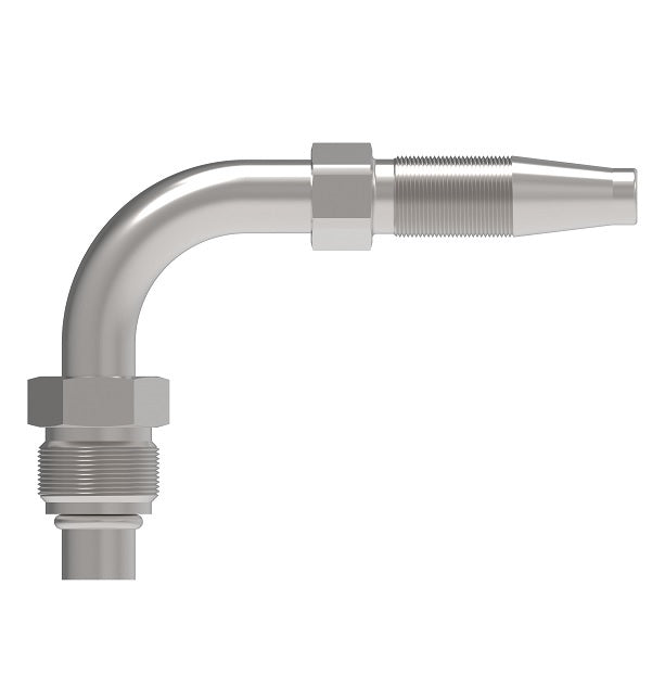 FC6474-0606S Aeroquip by Danfoss | Reusable Hose Fitting Nipple | 90° Elbow | -06 Male Tube-O x -06 Reusable Hose End | Carbon Steel